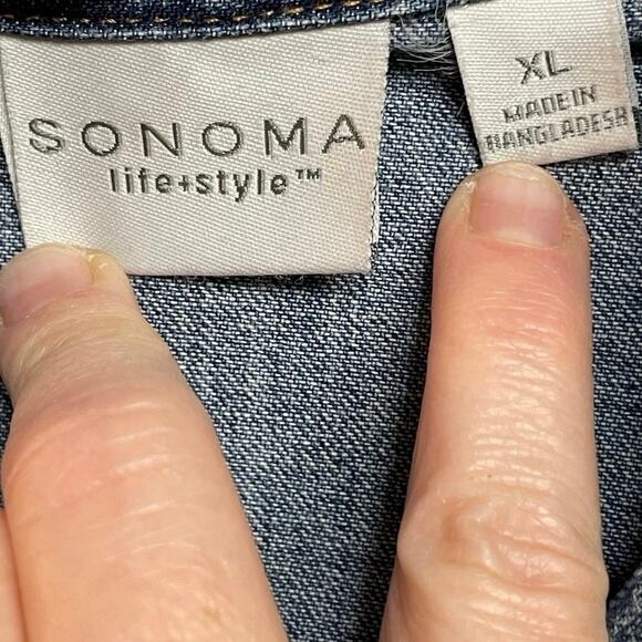 Sonoma‎ life + style denim blue jean zip up jacket womens XL - Picture 4 of 5